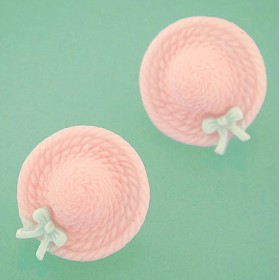 Pale Pink Hat Stud Earrings
